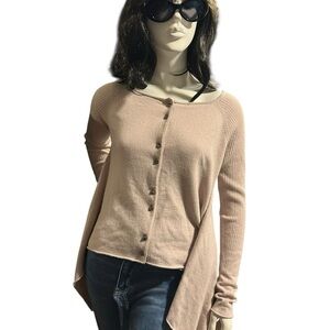 Anthropologie Shae Cashmere Wool Asymmetrical Button Down Cardigan Sweater Sz M